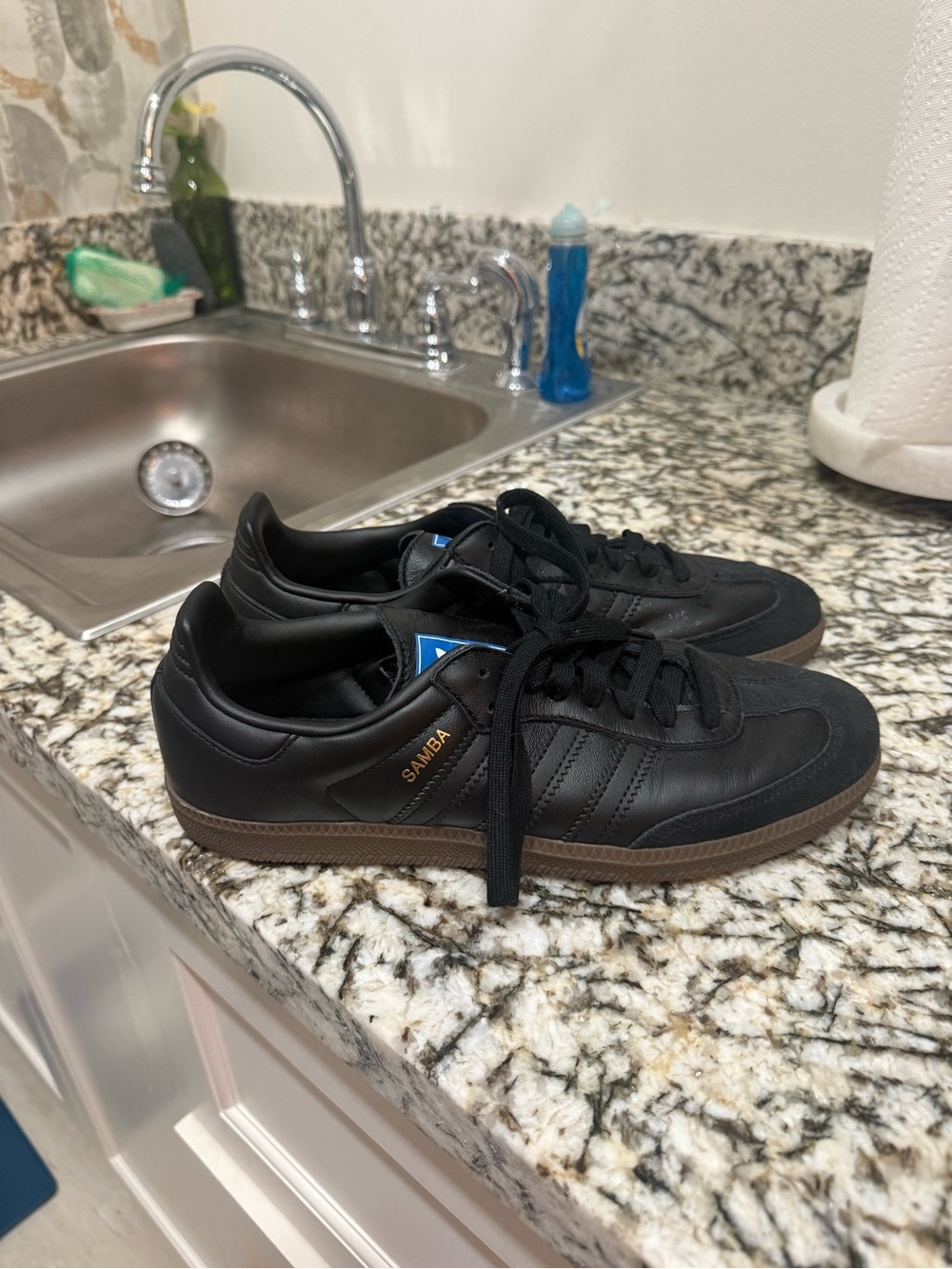 adidas Black Samba Leather Sneakers with Gum Outsole